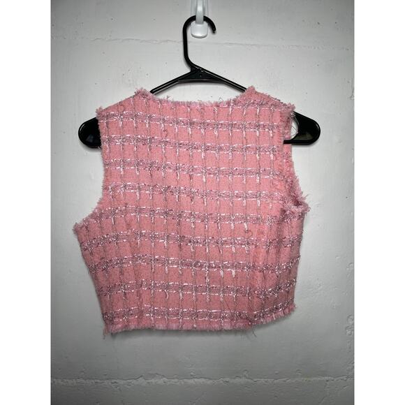 English Factory Womens Pink Cropped Tweed Vest Size XS - Picture 7 of 8